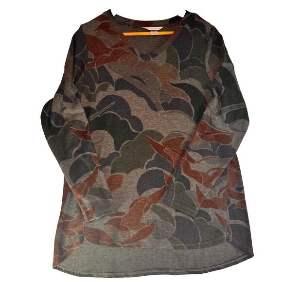 Christopher & Banks Top Womens L Cool Color Stretch Fall Knit Tunic Scoop Neck - Picture 1 of 10